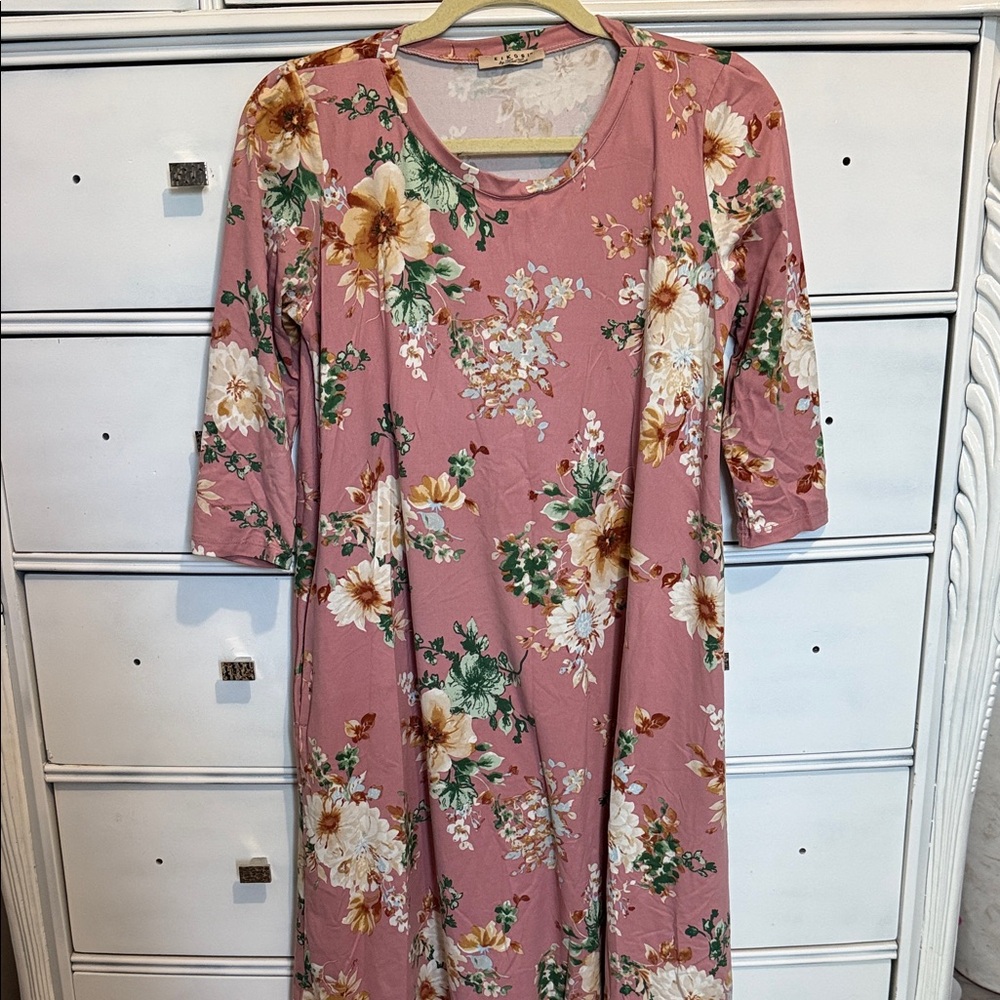 Final Touch Pink Floral Long Sleeve Dress